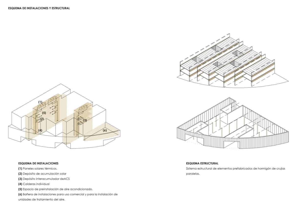 Viviendas sociales en Torreblanca_Esquemas Estructurales y de Instalaciones