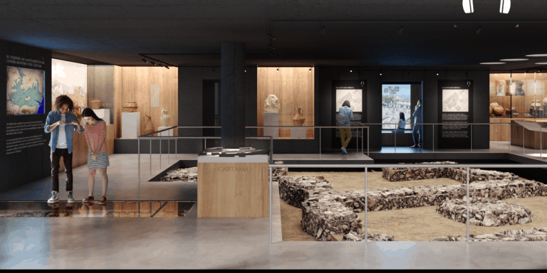 Vista del proyecto desde el interior del recorrido expositivo por los restos arqueológicos iberos