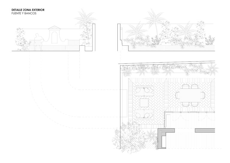 Plano de detalle del jardín de la vivienda Bazan en Colonia Primo de Rivera