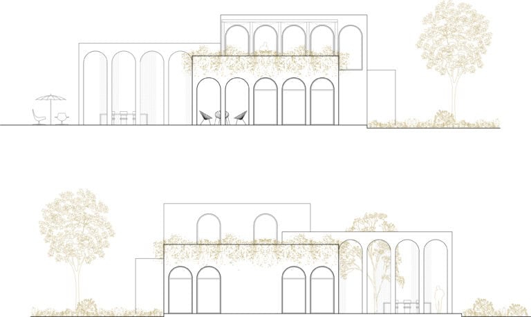 ALZADOS LATERALES DE LA CASA BIERZO EN LEÓN DE JIMENEZ LINARES ARQUITECTOS