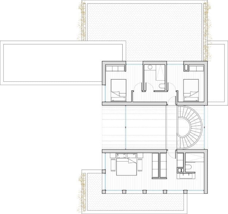 PLANTA PRIMERA DE LA CASA BIERZO EN LEÓN DE JIMENEZ LINARES ARQUITECTOS